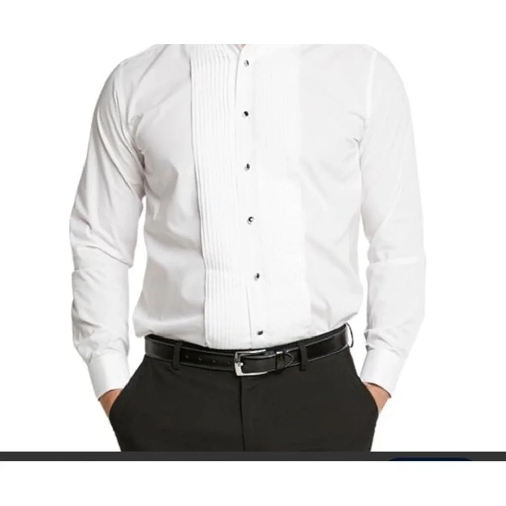 Neil Allyn 2XL Men's Tuxedo Shirt Pleated White Jeweled Buttons